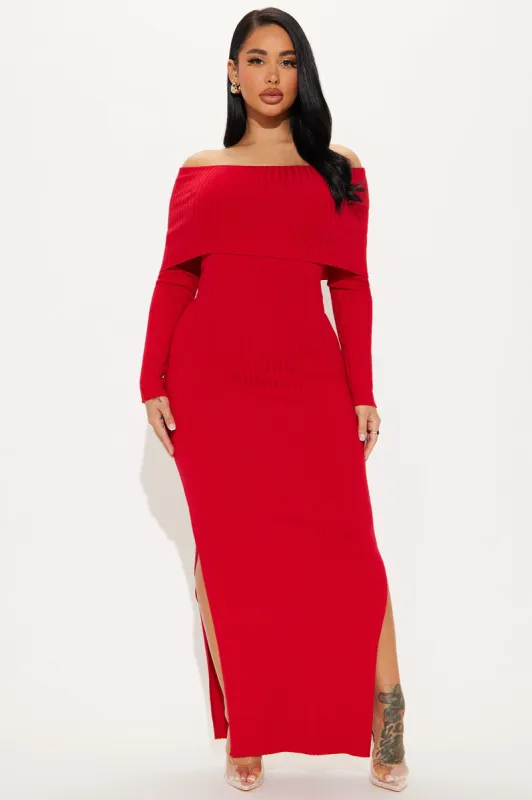 Marina Sweater Maxi Dress - Wine sold by Fashion Nova