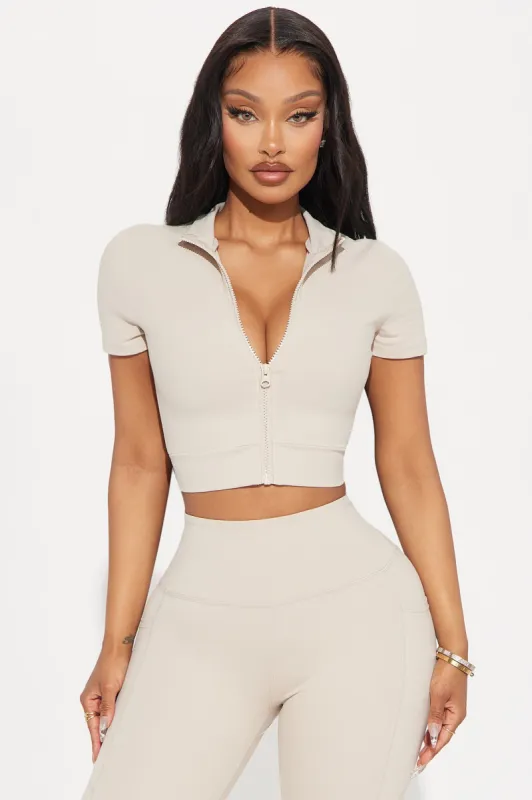 Trail Trek Super Soft Active Top - Taupe sold by Fashion Nova