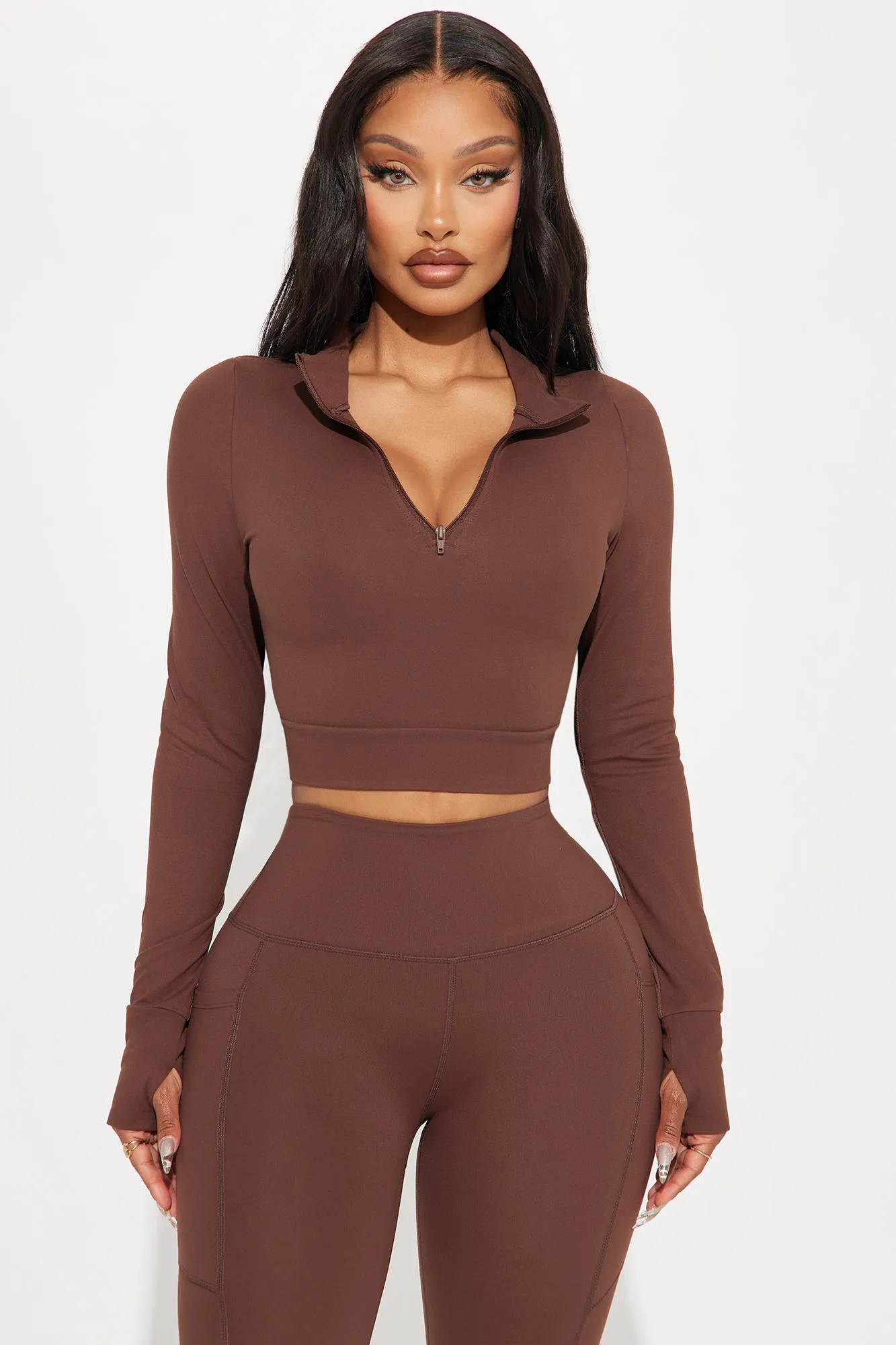 Jolie Super Soft Active Top - Chocolate sold by Fashion Nova