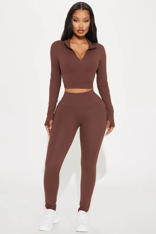 Cara Super Soft Active Stirrup Legging - Chocolate sold by Fashion Nova
