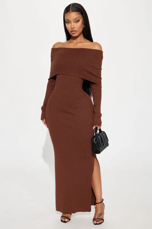 Marina Sweater Maxi Dress - Brown sold by Fashion Nova