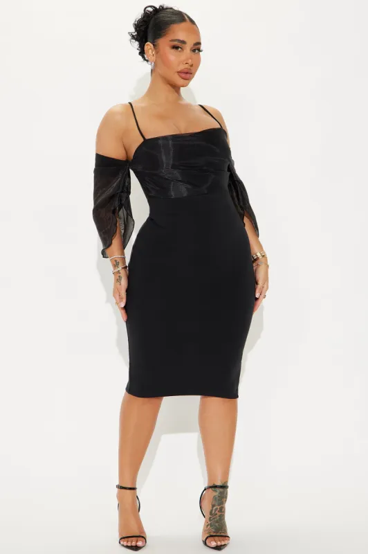 Special Occasion Organza Midi Dress - Black sold by Fashion Nova