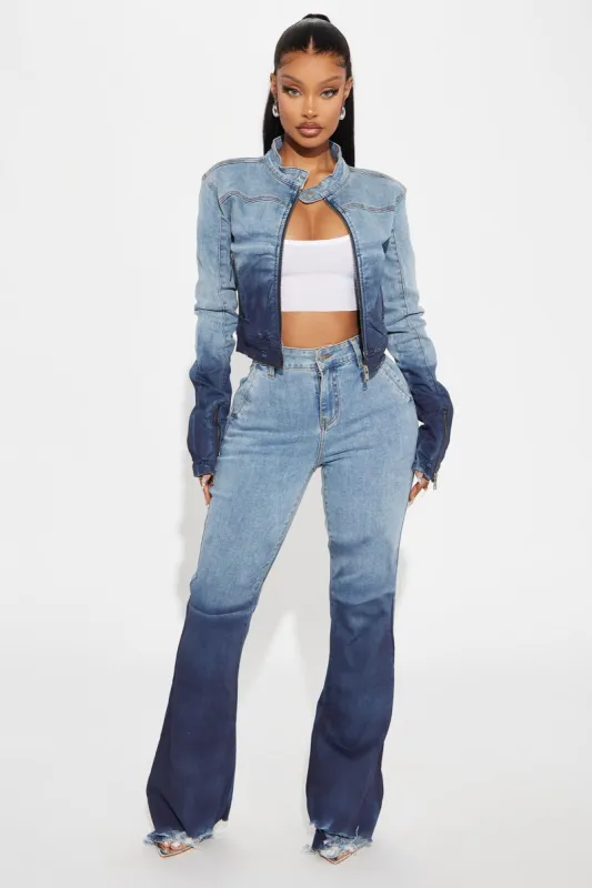 Out Of Reach Ombre Straight Leg Jeans - Medium Wash sold by Fashion Nova