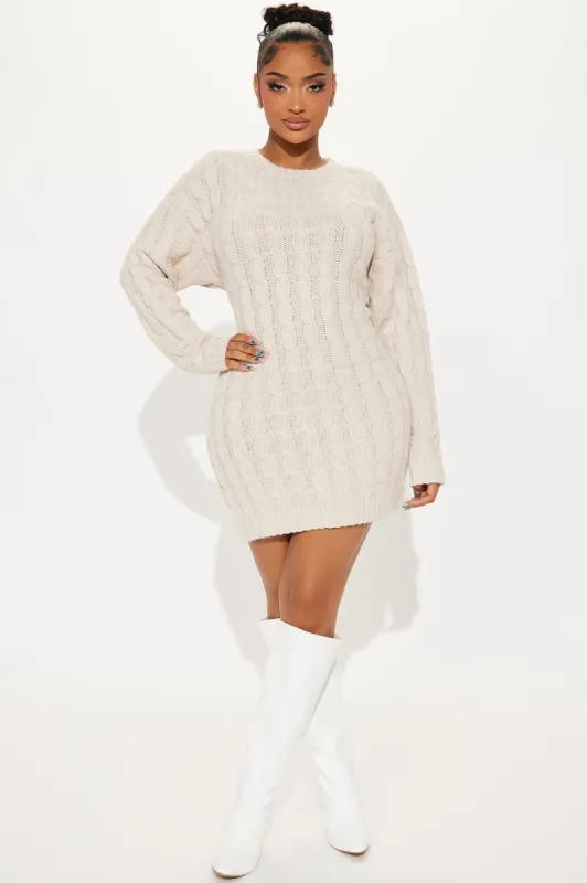 Bookworm Sweater Mini Dress - Oatmeal sold by Fashion Nova