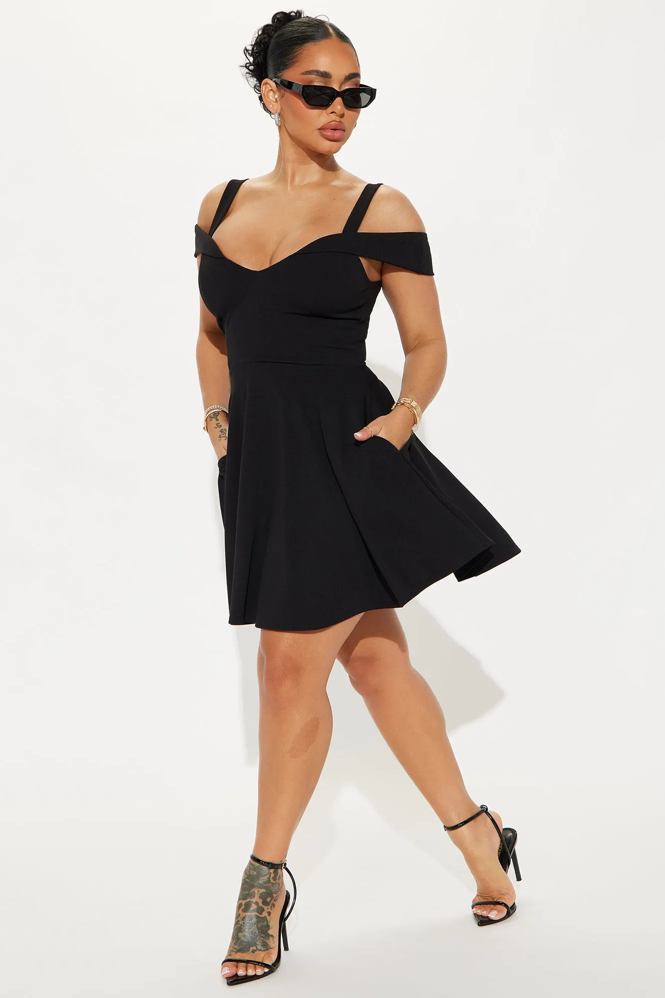 Wanderlust Cold Shoulder Mini Dress - Black sold by Fashion Nova