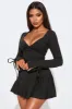 So Perfect Sculpt Ruffle Mini Dress - Black sold by Fashion Nova