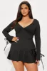 So Perfect Sculpt Ruffle Mini Dress - Black sold by Fashion Nova
