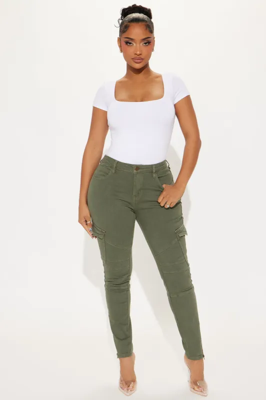 Don't Tempt Me Skinny Pant - Olive sold by Fashion Nova