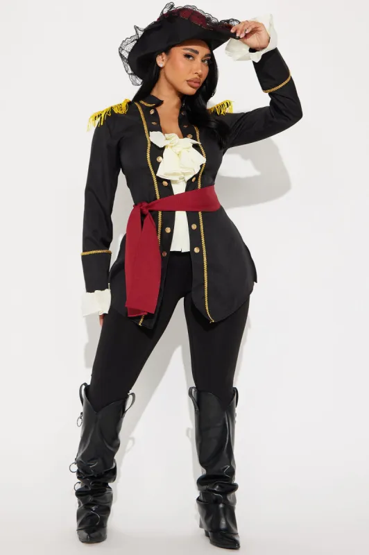 Sailing Seas Pirate 3 Piece Costume Set - Black/combo sold by Fashion Nova