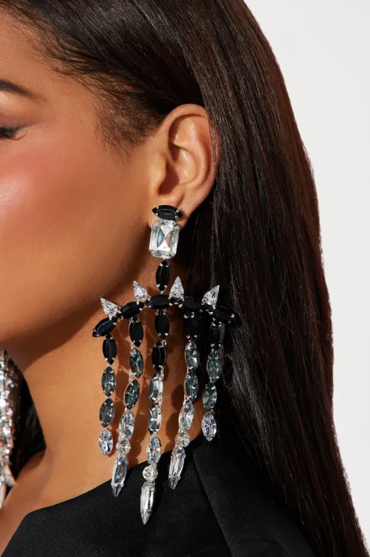 Poker Face Earrings - Silver/Black sold by Fashion Nova