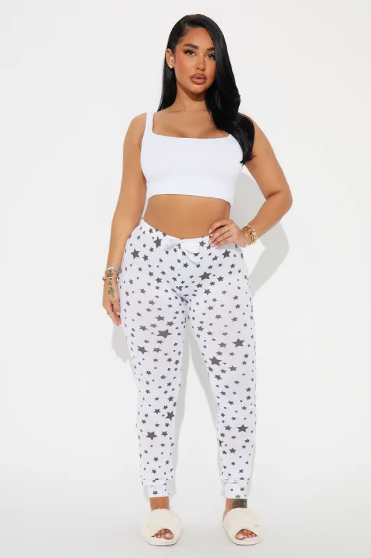 Under The Stars PJ Joggers - White/combo sold by Fashion Nova