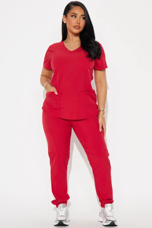 Working Overtime Jogger 4FLEX Uniform Scrub Set - Red sold by Fashion Nova