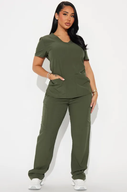 On Call Stretch Uniform Scrub Set - Olive sold by Fashion Nova
