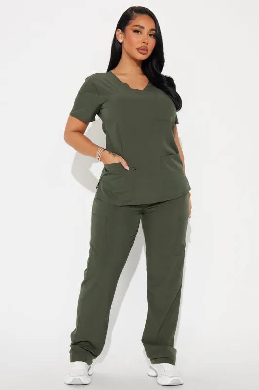 Working Overtime 4FLEX Uniform Scrub Set - Olive sold by Fashion Nova