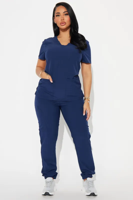 On Call Jogger Stretch Uniform Scrub Set - Navy sold by Fashion Nova