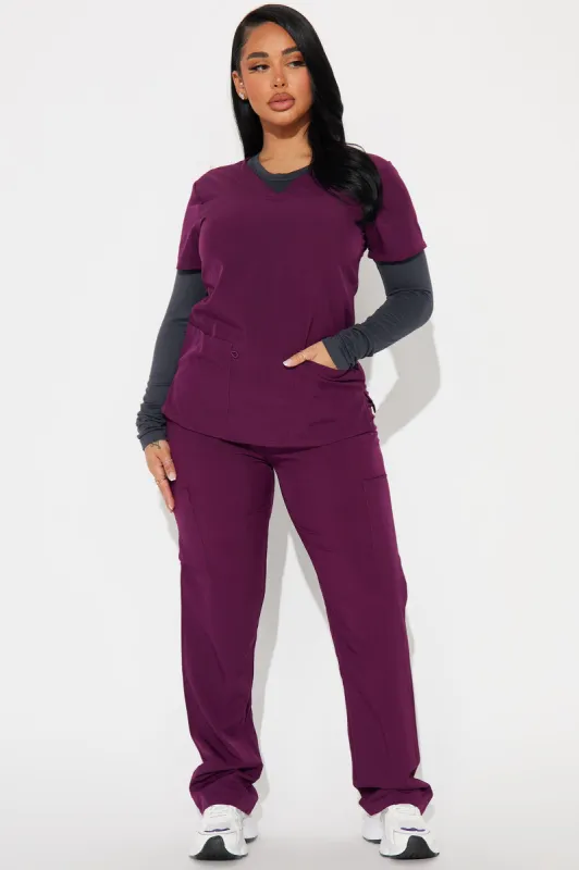 Working Overtime 4FLEX Uniform Scrub Pants - Wine sold by Fashion Nova