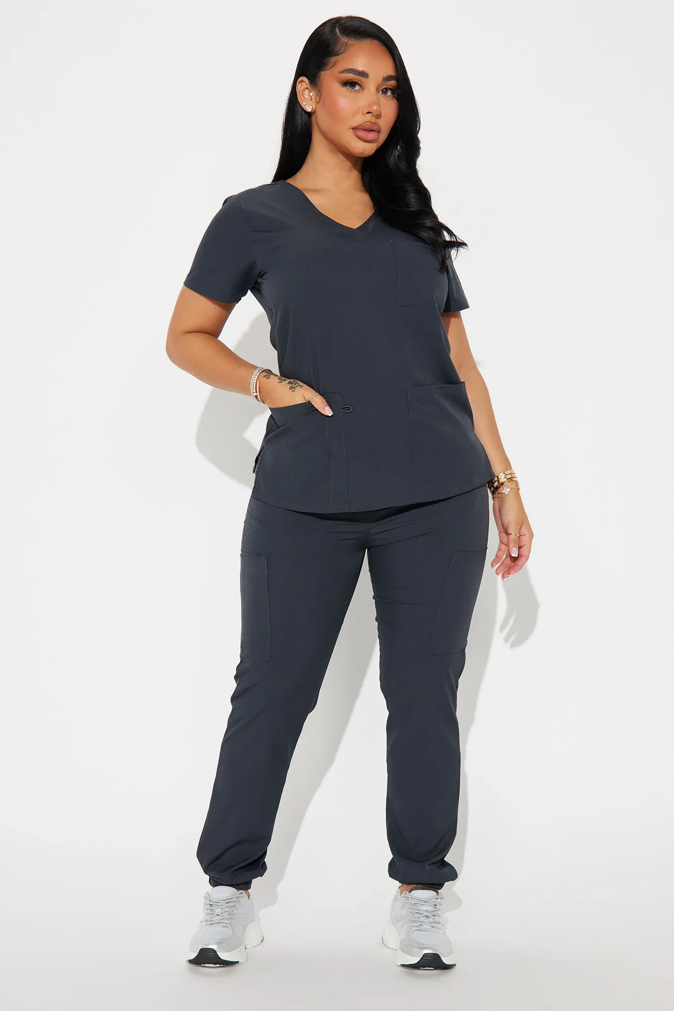 Working Overtime Jogger 4FLEX Uniform Scrub Set - Charcoal sold by Fashion Nova