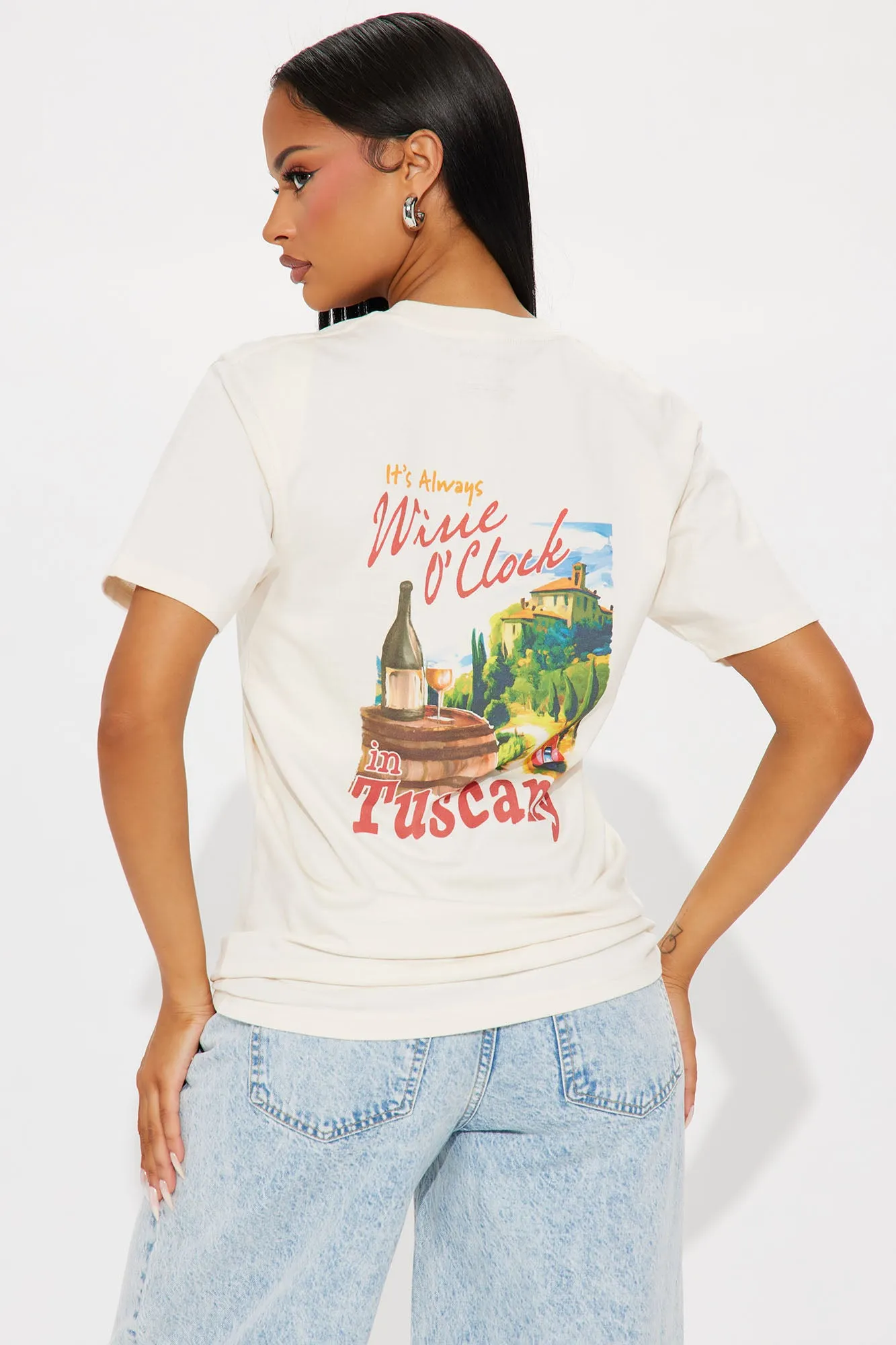 Always Wine O' Clock In Tuscany Tee - Off White sold by Fashion Nova product image thumbnail 5