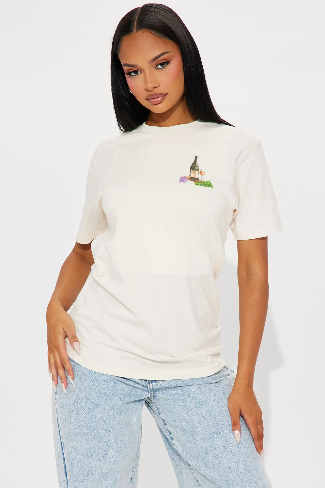 Always Wine O' Clock In Tuscany Tee - Off White sold by Fashion Nova
