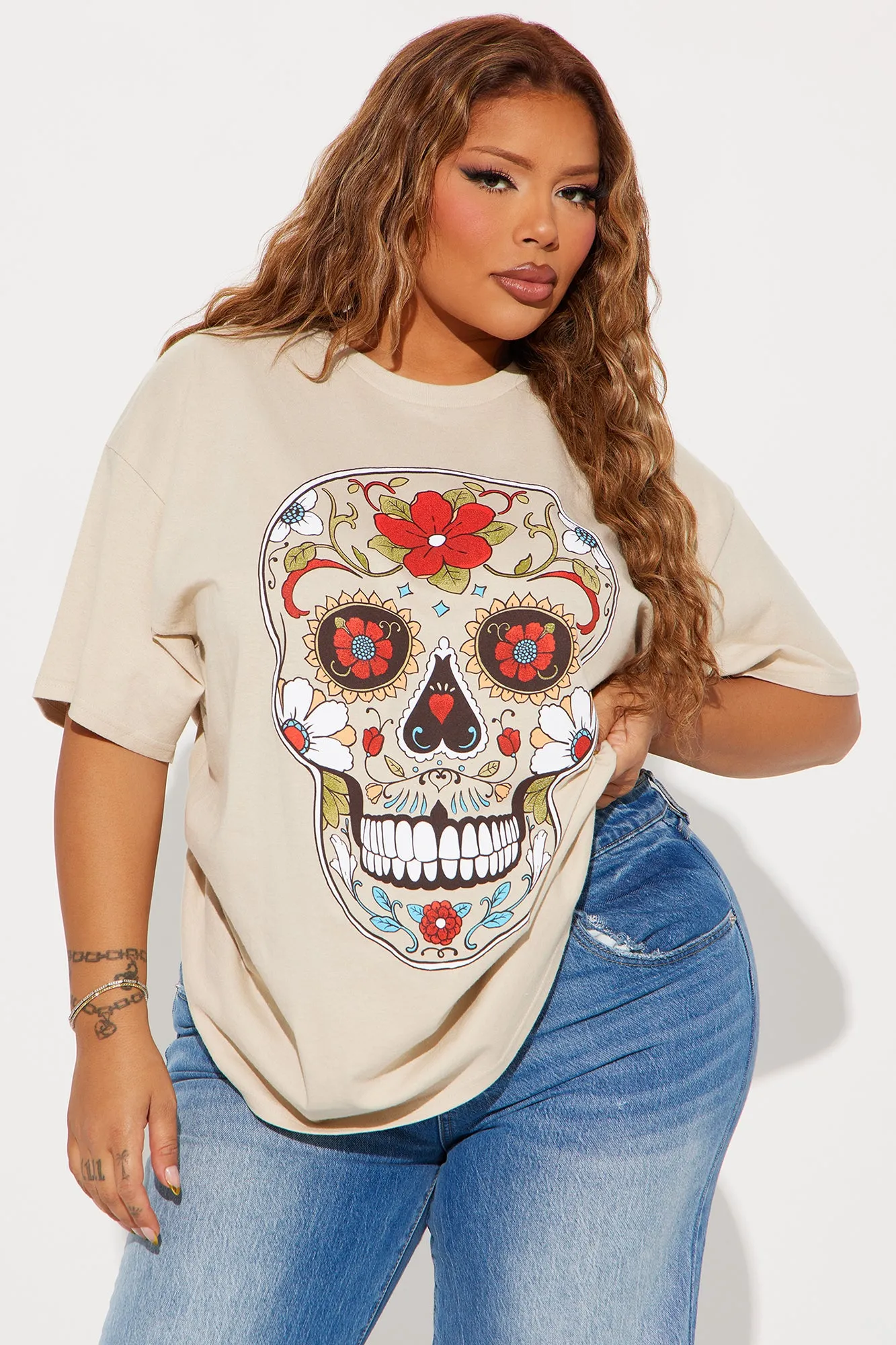 Día de Muertos Skull Tee - Sand sold by Fashion Nova product image thumbnail 4
