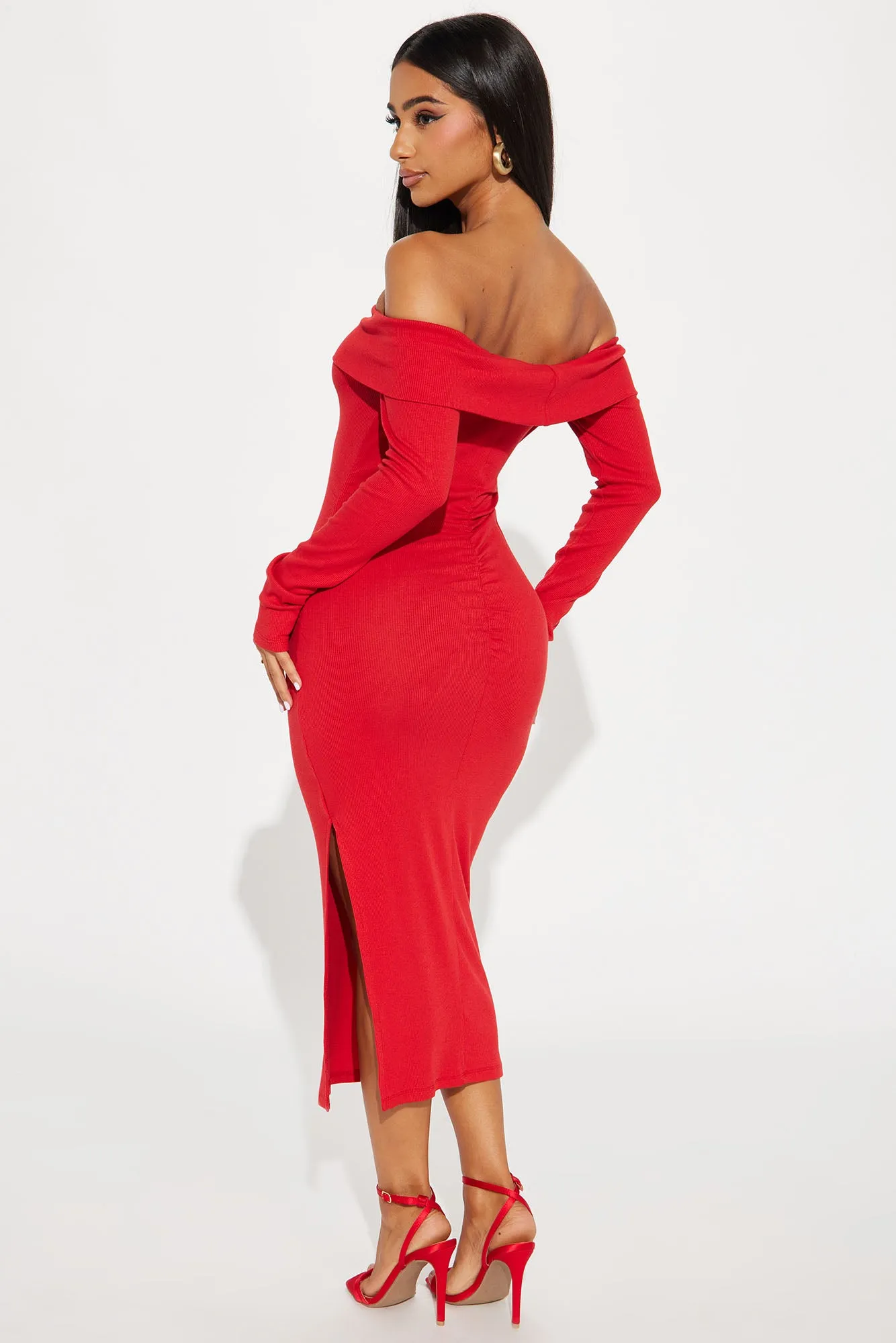 Love On The Brain Ribbed Midi Dress - Red sold by Fashion Nova product image thumbnail 3