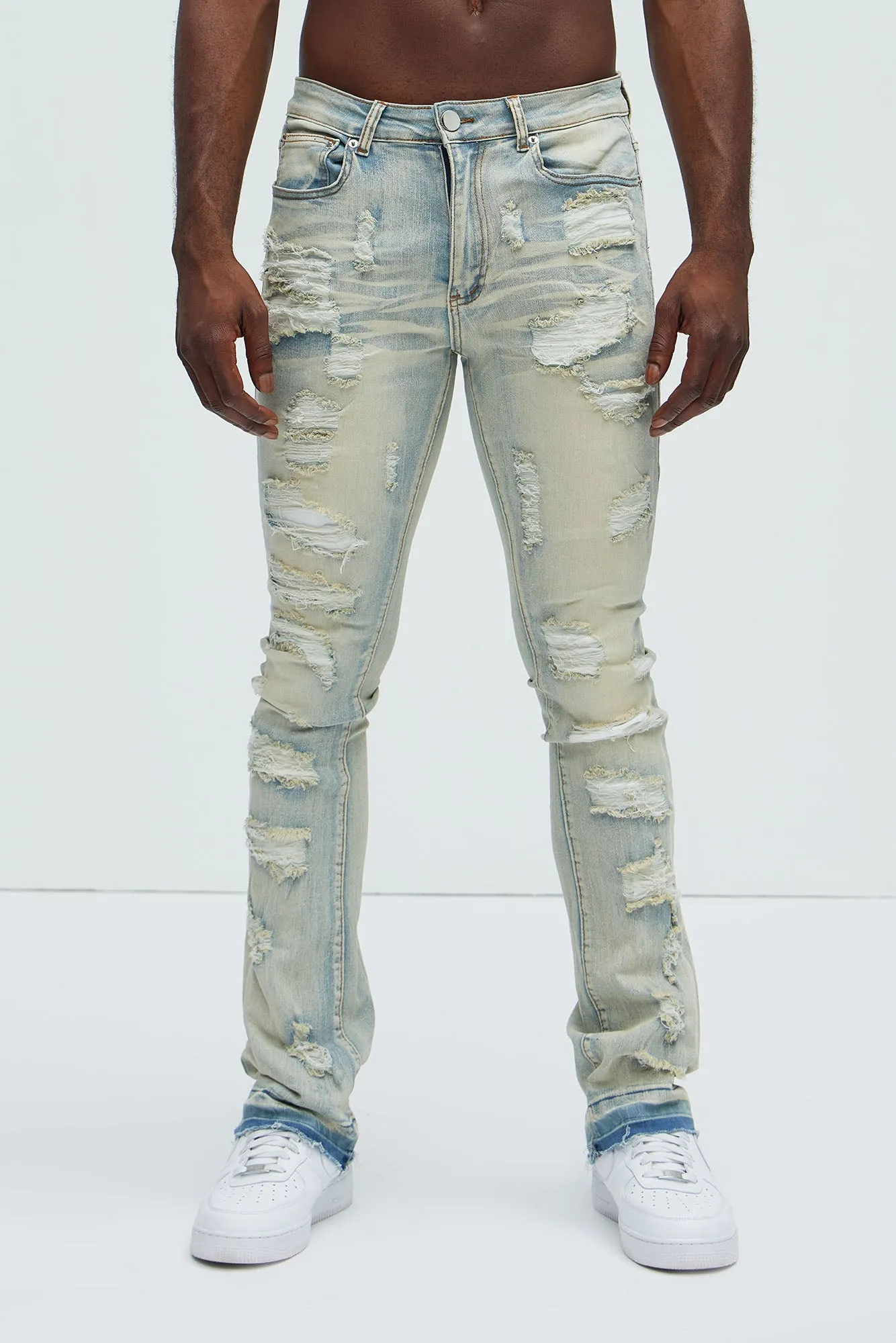 Been With It Stacked Skinny Flare Jeans - Light Wash sold by Fashion Nova product image thumbnail 4