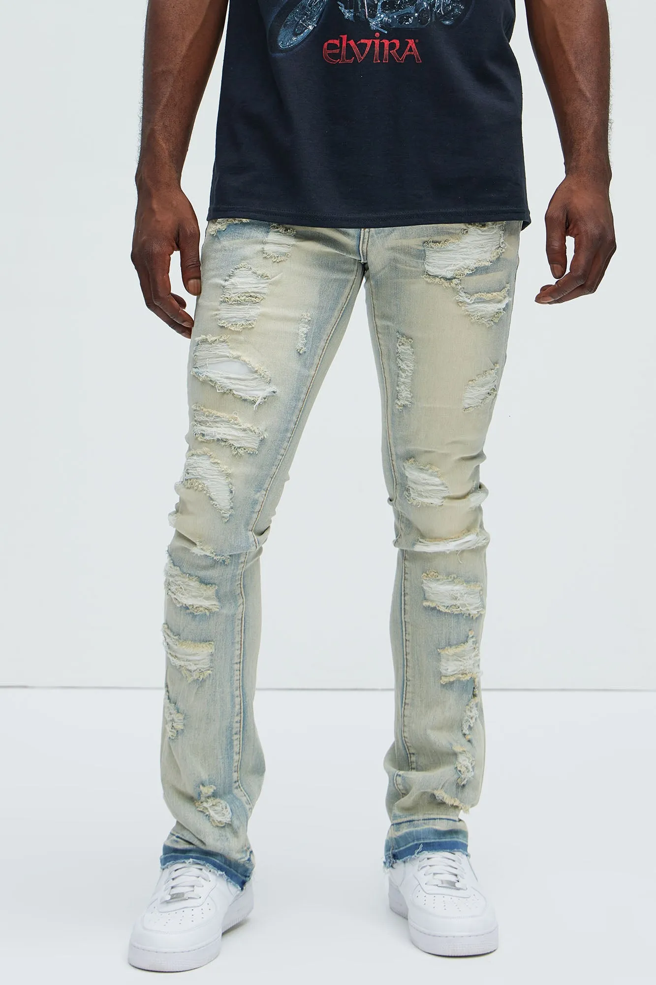 Been With It Stacked Skinny Flare Jeans - Light Wash sold by Fashion Nova