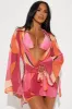 Yacht Babe Cover Up - Fuchsia/combo sold by Fashion Nova