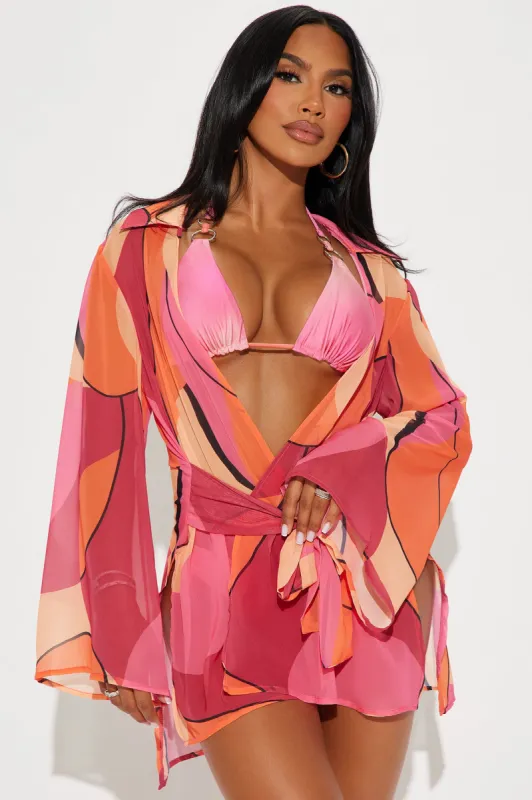 Yacht Babe Cover Up - Fuchsia/combo sold by Fashion Nova