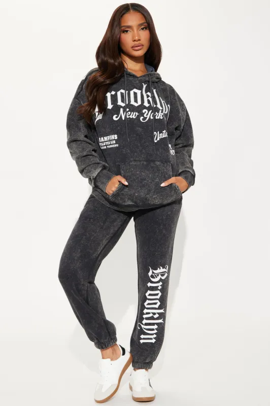 Brooklyn Living Washed Jogger Set - Charcoal sold by Fashion Nova
