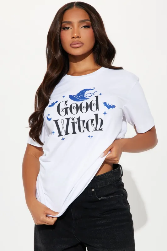 She's A Good Witch Tee - White sold by Fashion Nova
