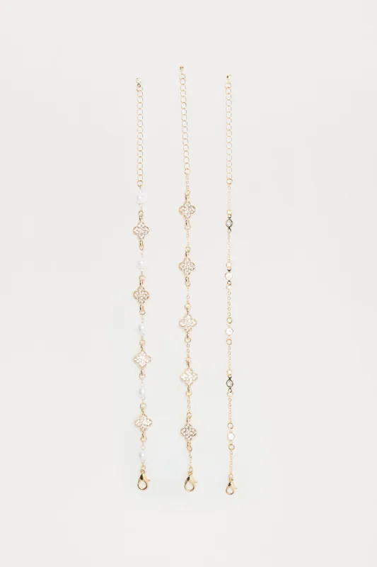 Beaded Beauty 3 Piece Bracelet Set - Gold sold by Fashion Nova