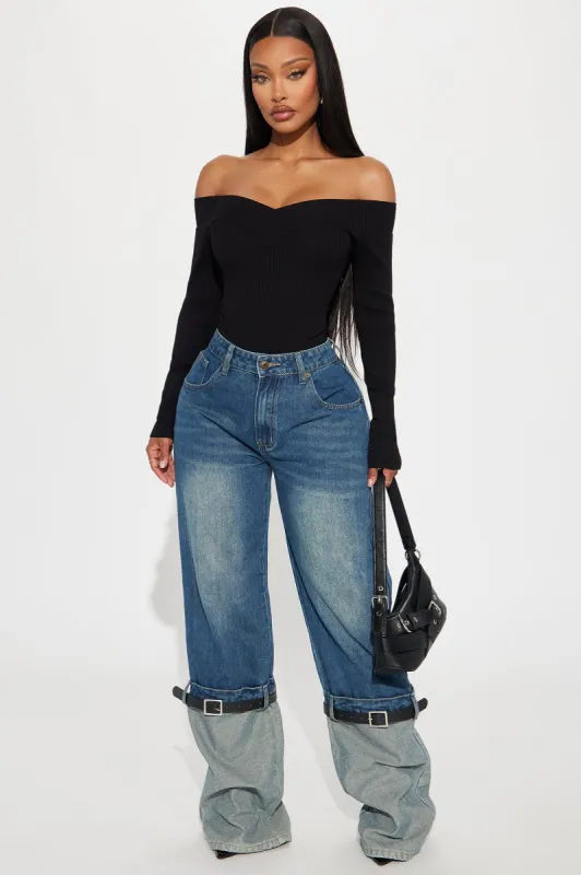 Misbehaving Belted Cuffed Straight Leg Jeans - Medium Wash sold by Fashion Nova