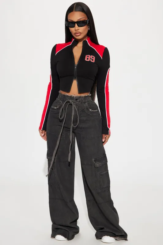Laid Back Vibe Non Stretch Cargo Jeans - Black Wash sold by Fashion Nova