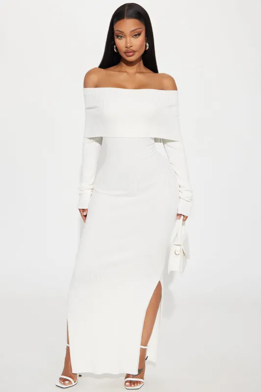 Marina Sweater Maxi Dress - White sold by Fashion Nova