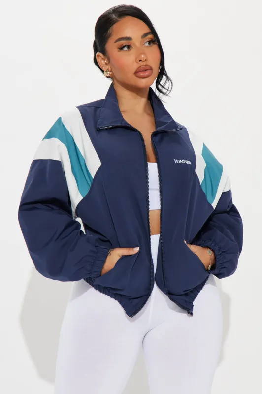 Nothing Like Me Windbreaker - Navy/combo sold by Fashion Nova
