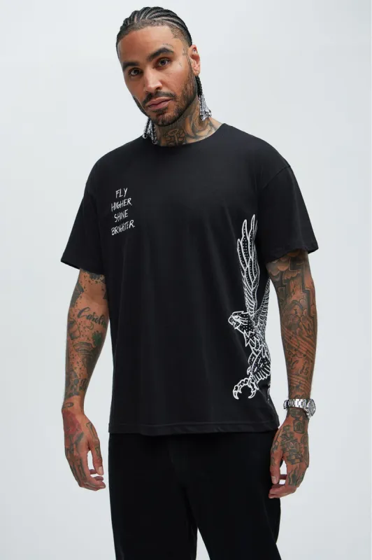 Fly Higher Shine Brighter Short Sleeve Tee - Black sold by Fashion Nova