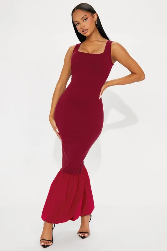 Margot Ribbed Maxi Dress - Burgundy sold by Fashion Nova