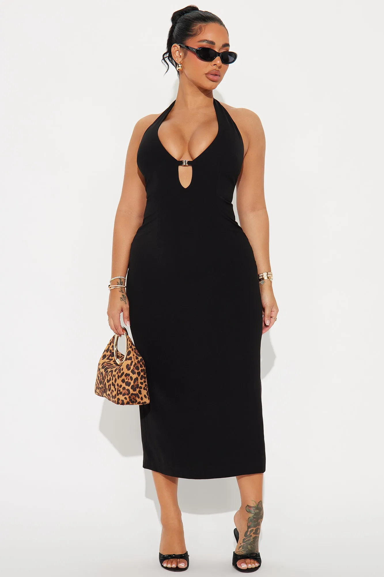 Joie Halter Midi Dress - Black sold by Fashion Nova