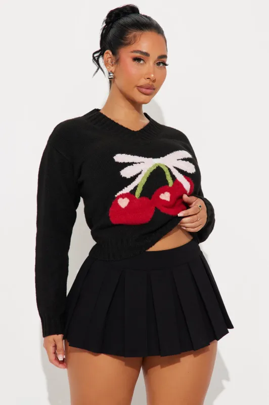 Cherry Girl Sweater - Black/combo sold by Fashion Nova