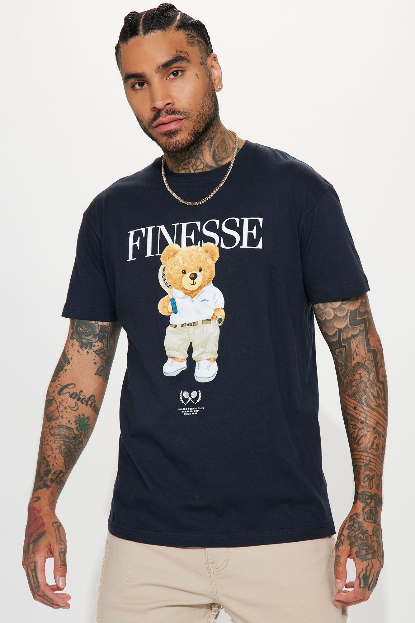 Finesse Tennis Club Short Sleeve Tee - Navy sold by Fashion Nova