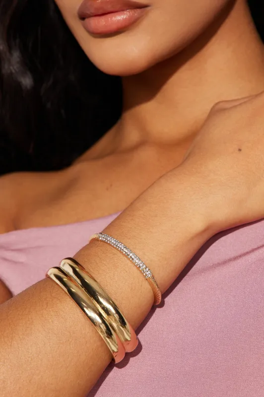 Favorite Duo 2 Piece Bracelet Set - Gold sold by Fashion Nova