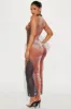 Your Favorite Tattoo Mesh Maxi Dress - Brown/combo sold by Fashion Nova