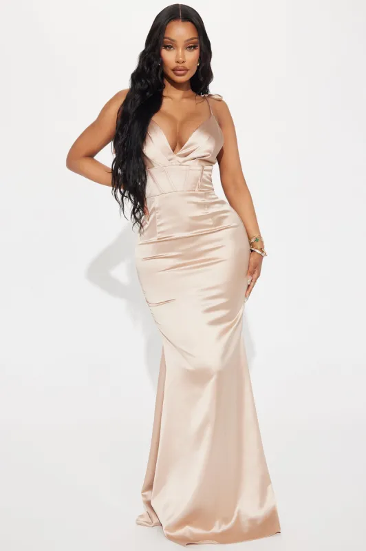 Bernadette Satin Gown - Gold sold by Fashion Nova