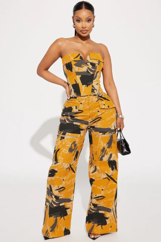 On The Go Cargo Pant Set - Orange/combo sold by Fashion Nova