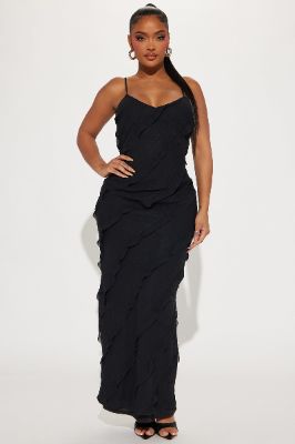 Mia Ruffle Maxi Dress - Black sold by Fashion Nova