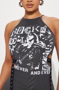 All Rev'd Up Mini Dress - Charcoal sold by Fashion Nova