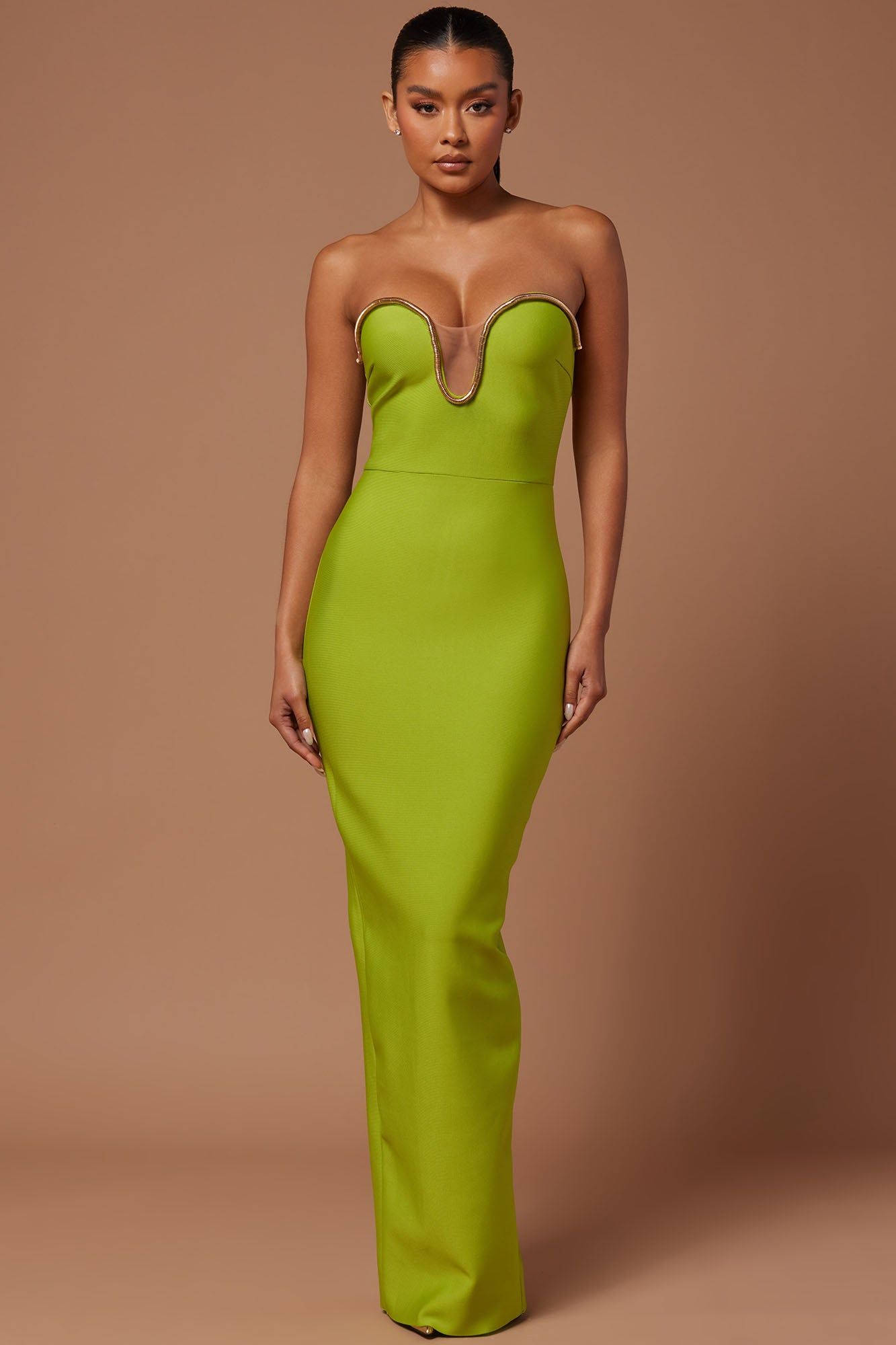Alina Bandage Gown - Chartreuse sold by Fashion Nova