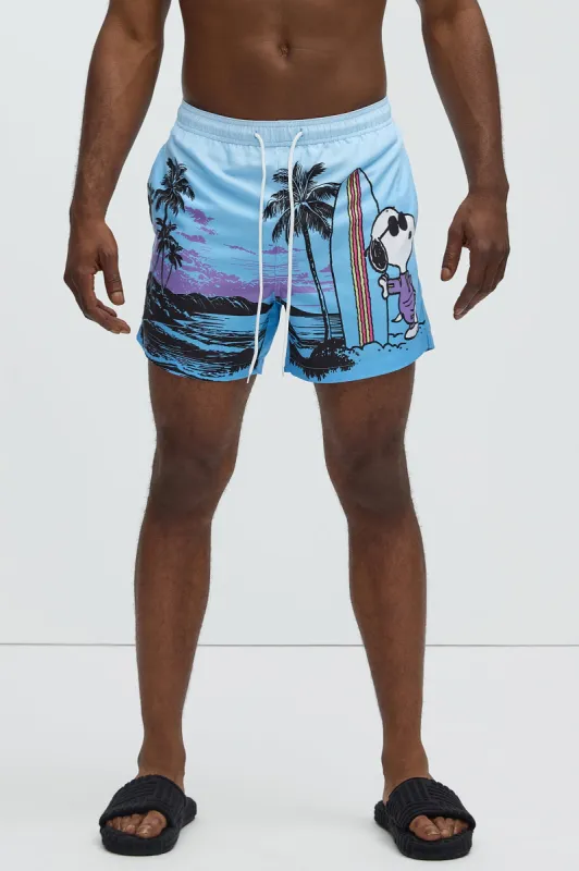Aloha Snoopy Swim Trunk - Blue sold by Fashion Nova