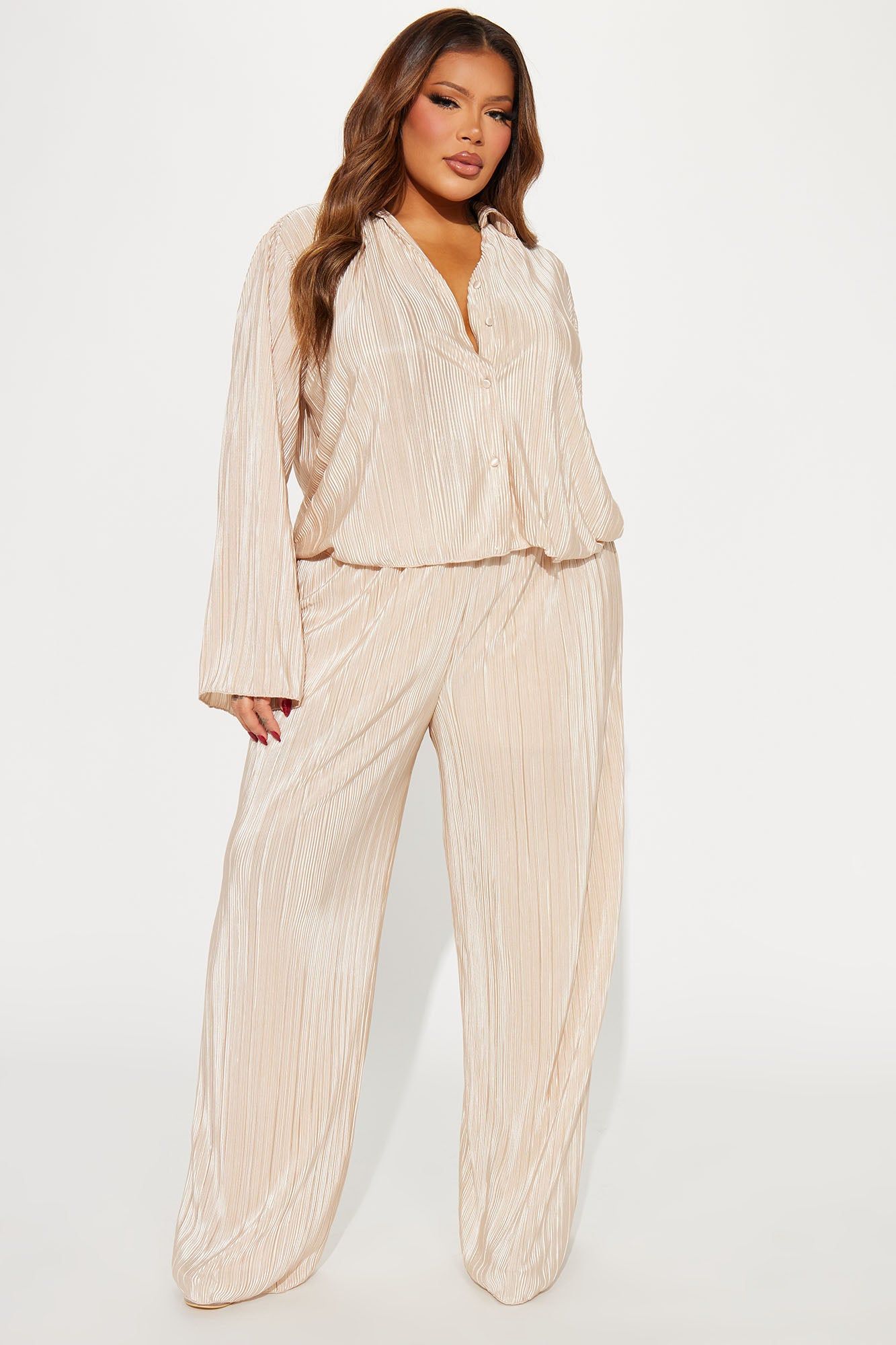 Simply Yours Plisse Pant Set - Champagne sold by Fashion Nova product image thumbnail 4